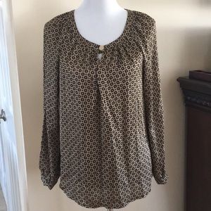 Michael kors gold tone long sleeve blouse silk 4